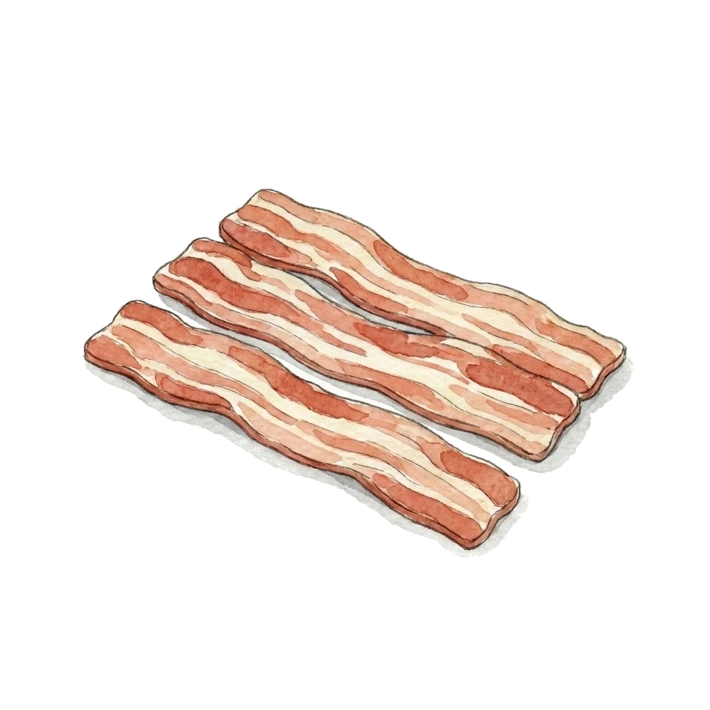 Watercolor illustration of bacon