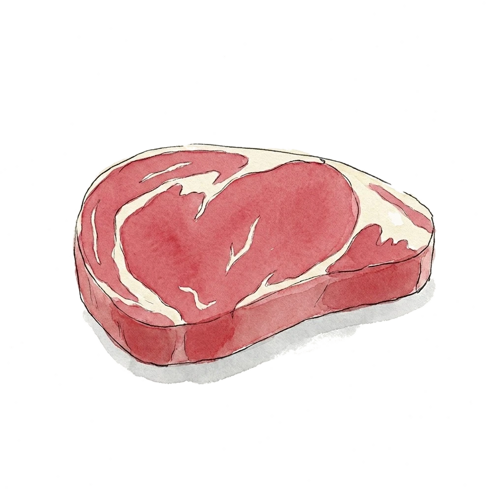 Watercolor illustration of beef steak