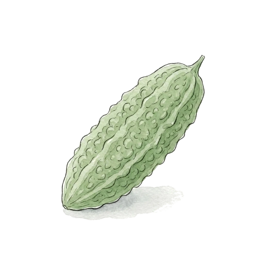 Watercolor illustration of bitter melon