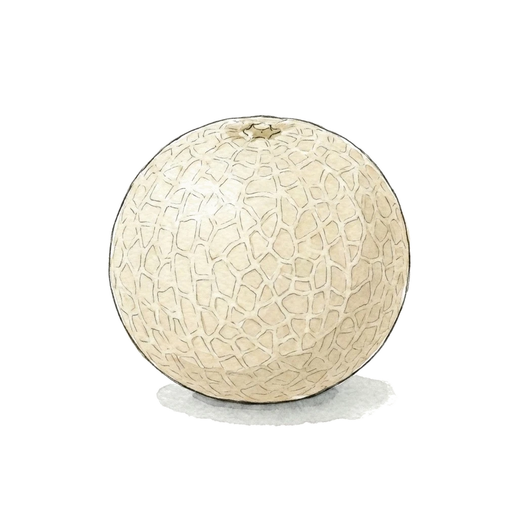 Watercolor illustration of cantaloupe