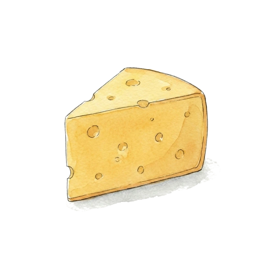 Watercolor illustration of cheese