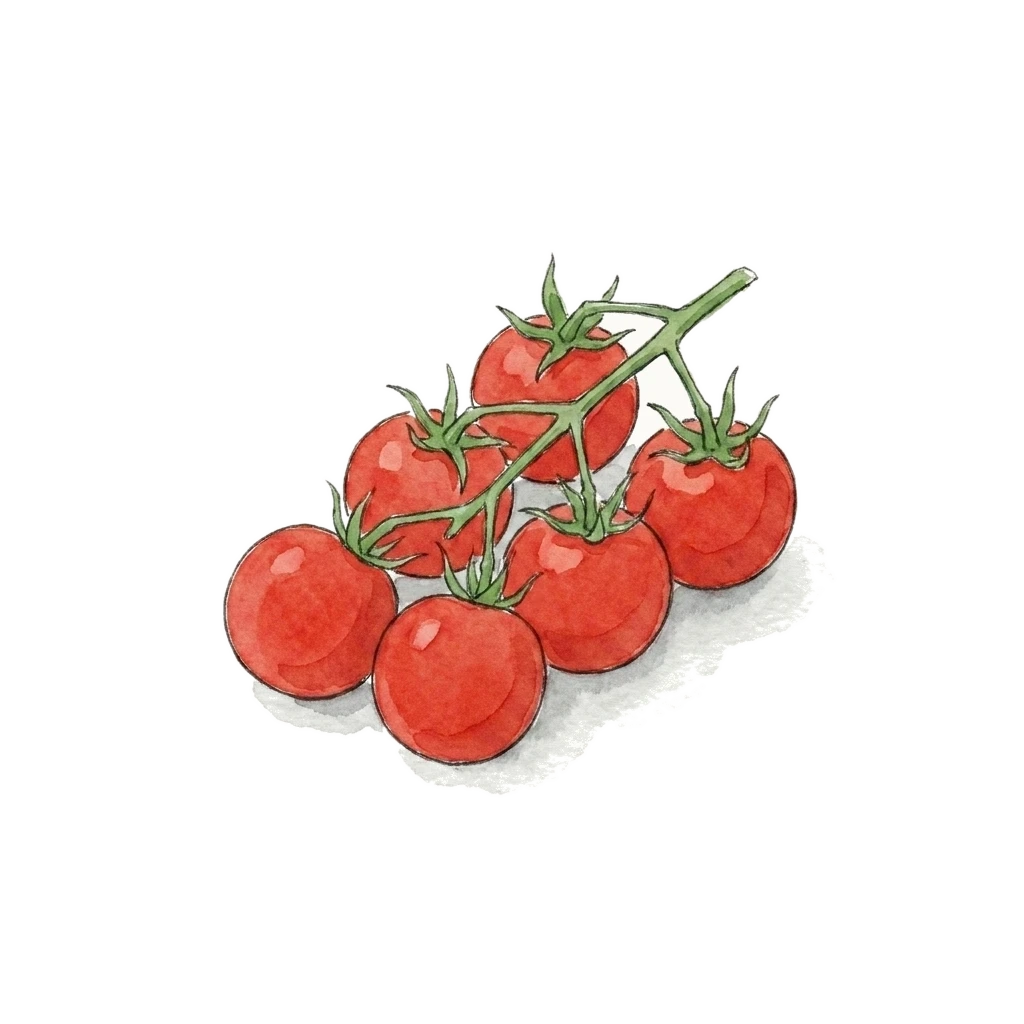 Watercolor illustration of cherry tomato