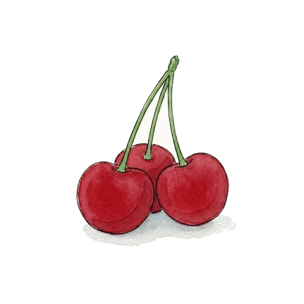 Watercolor illustration of cherry