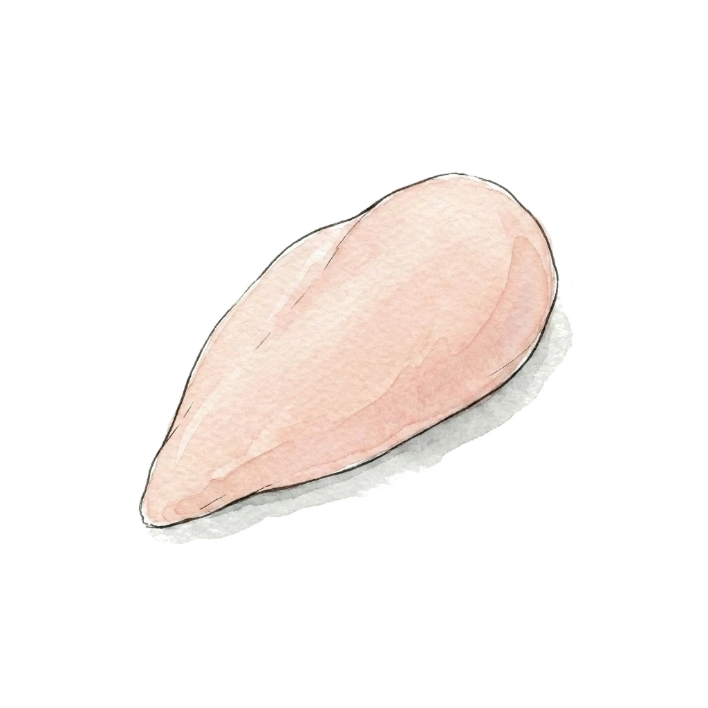 Watercolor illustration of chicken breast