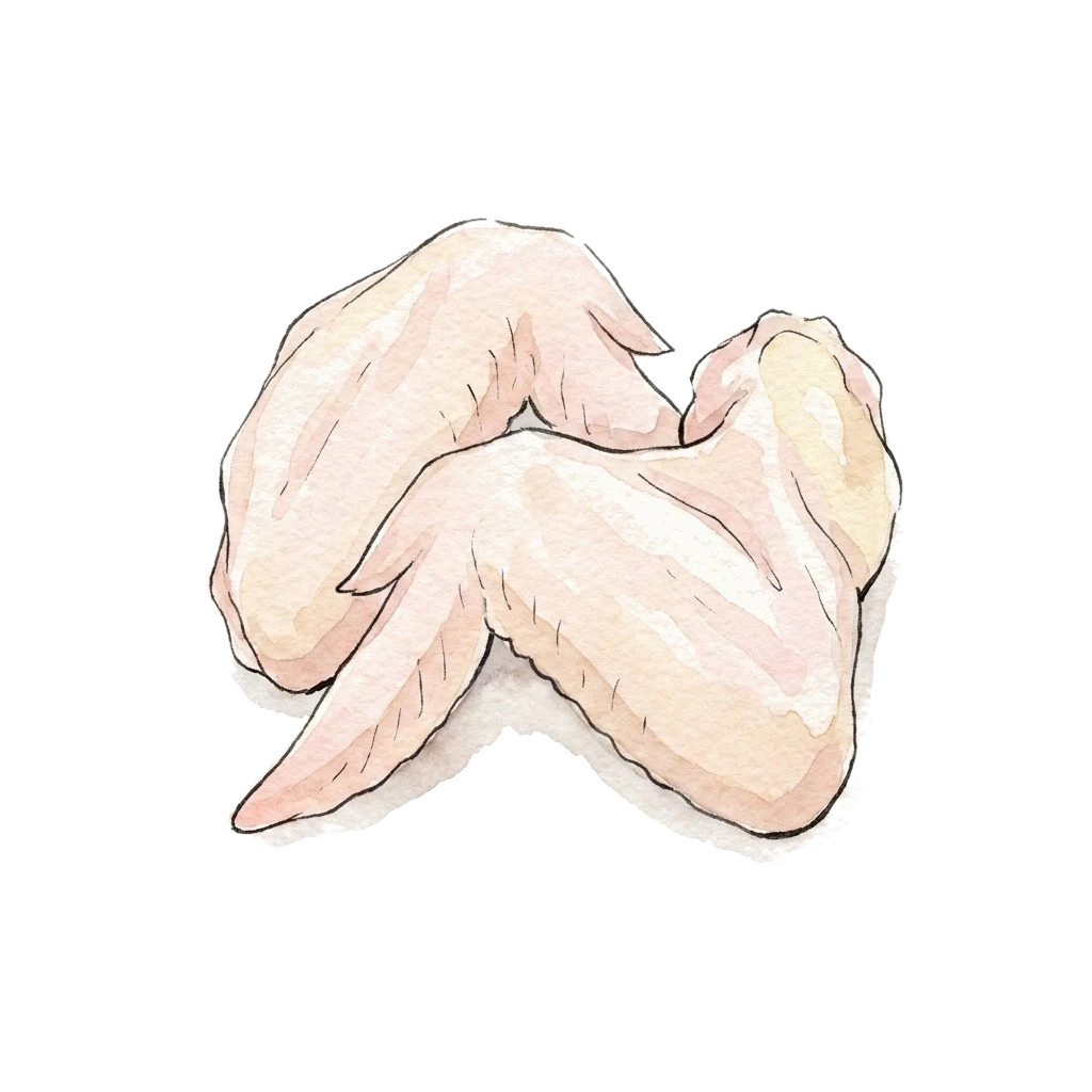 Watercolor illustration of chicken wing