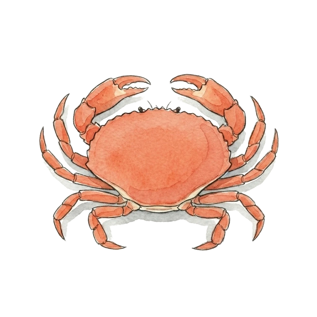 Watercolor illustration of crab