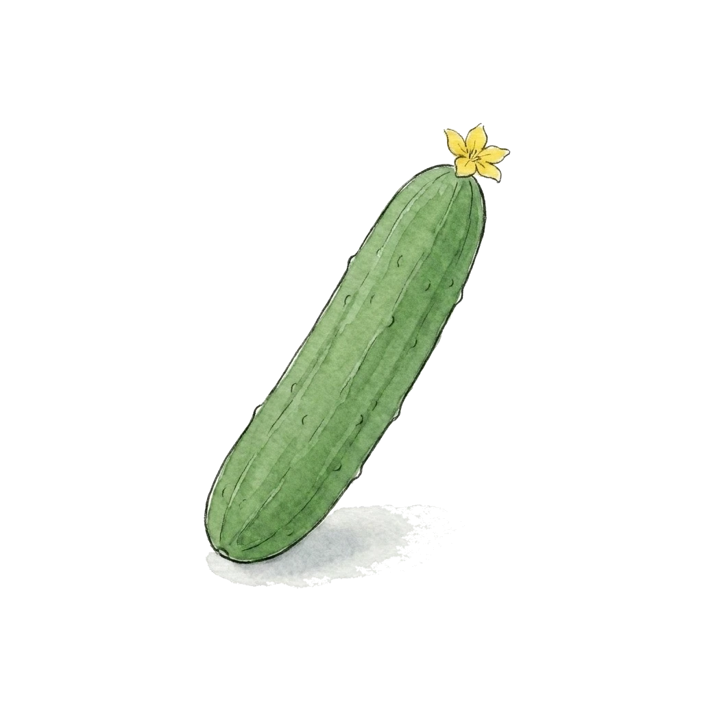 Watercolor illustration of cucumber