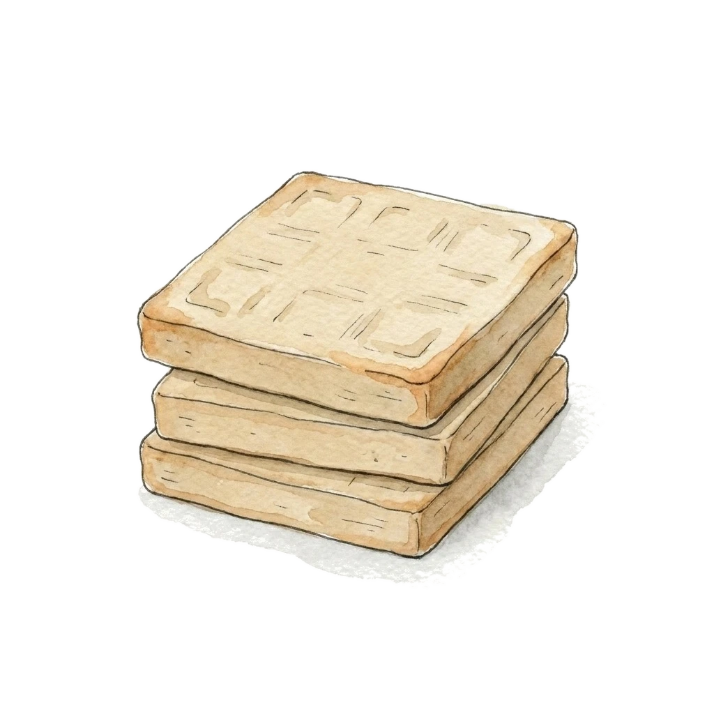 Watercolor illustration of dried tofu