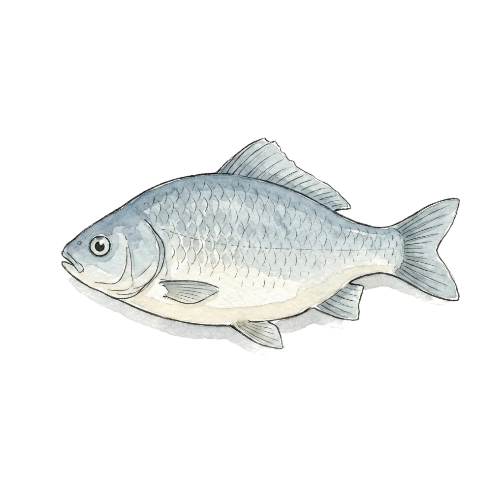 Watercolor illustration of fresh fish