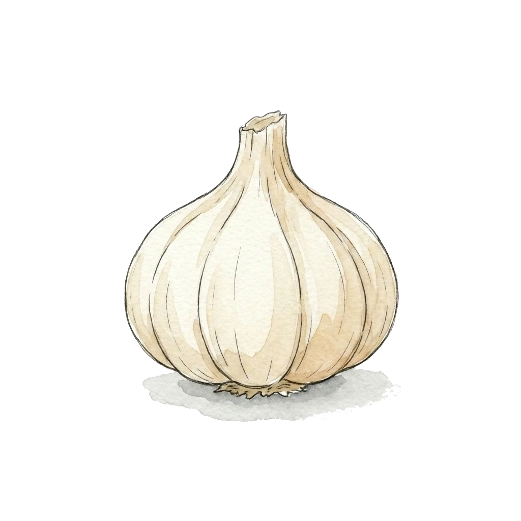Watercolor illustration of garlic
