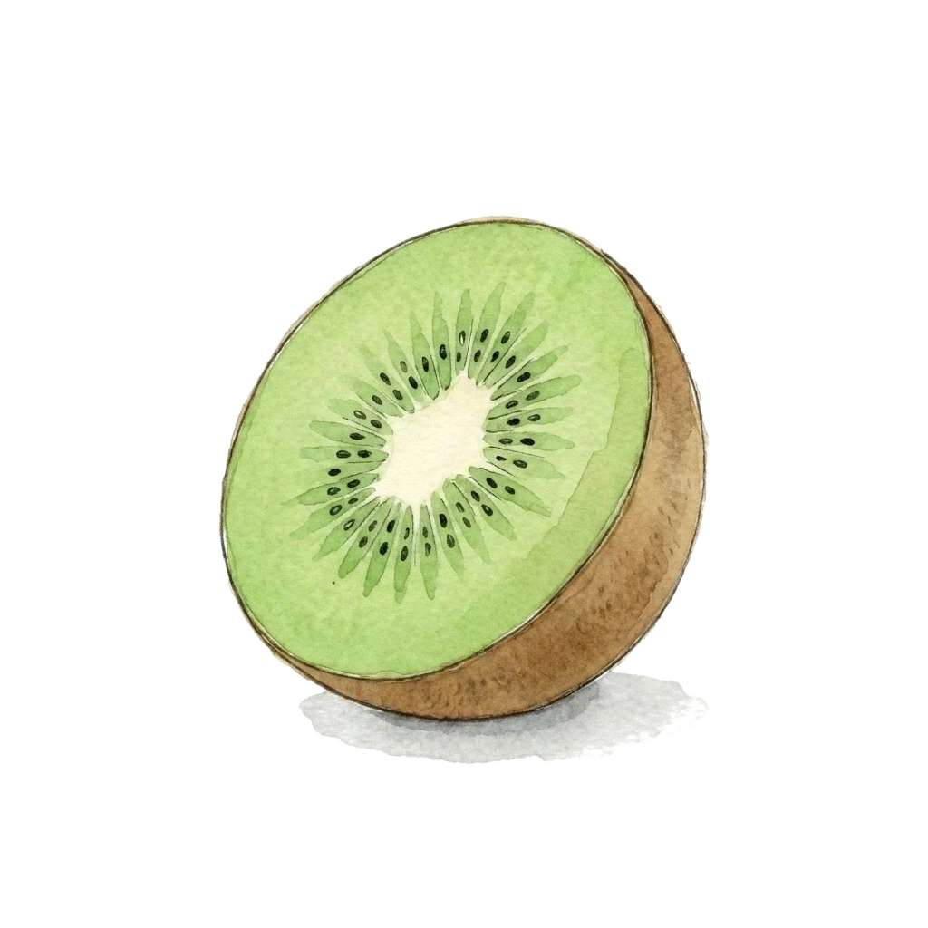 Watercolor illustration of kiwi