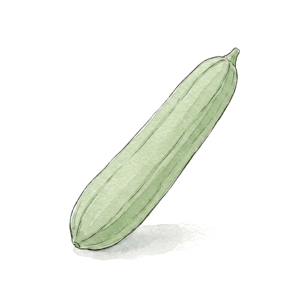 Watercolor illustration of luffa gourd