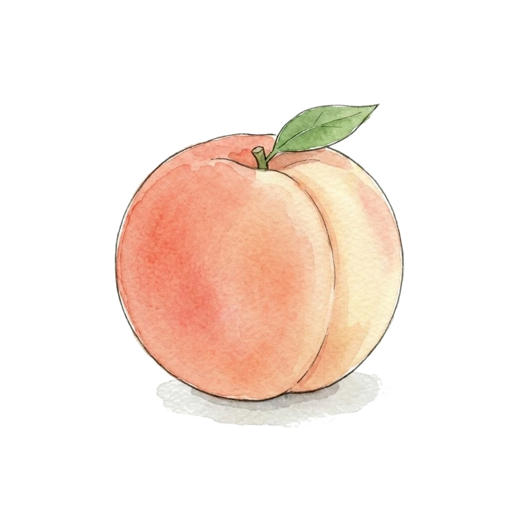 Watercolor illustration of peach