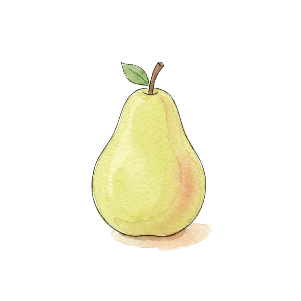 Watercolor illustration of pear