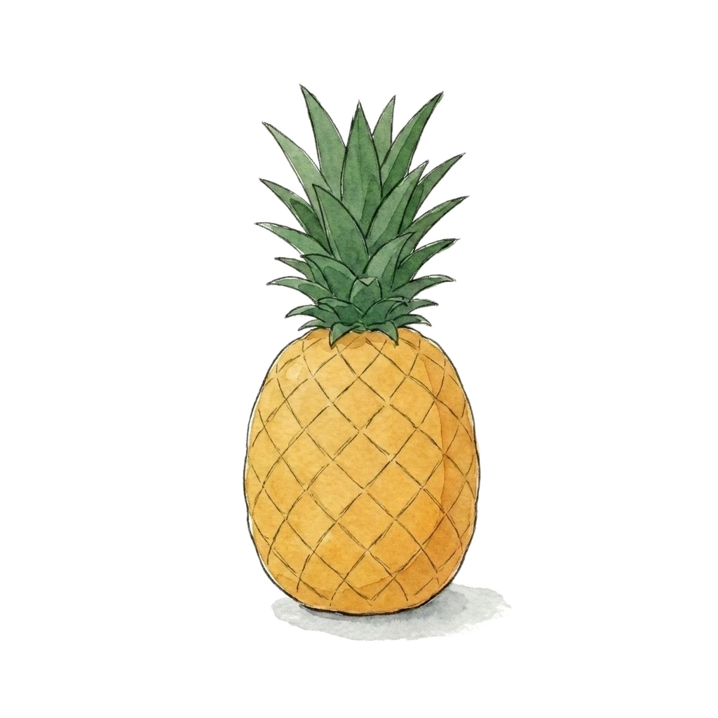 Watercolor illustration of pineapple