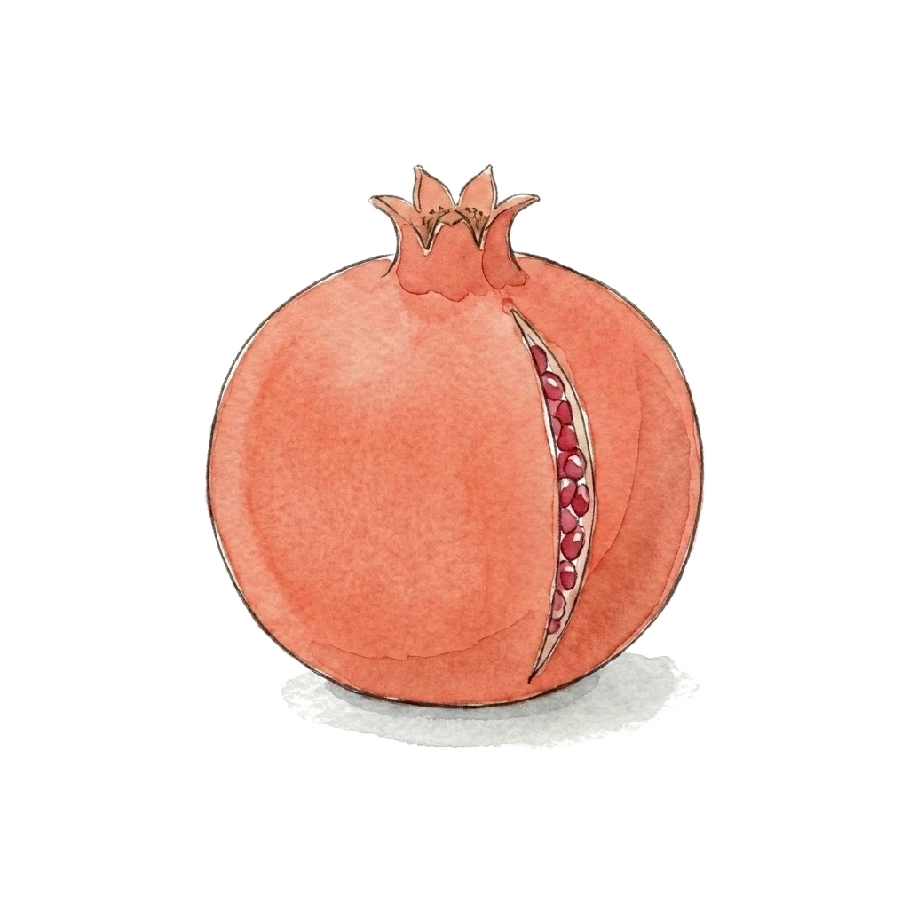 Watercolor illustration of pomegranate