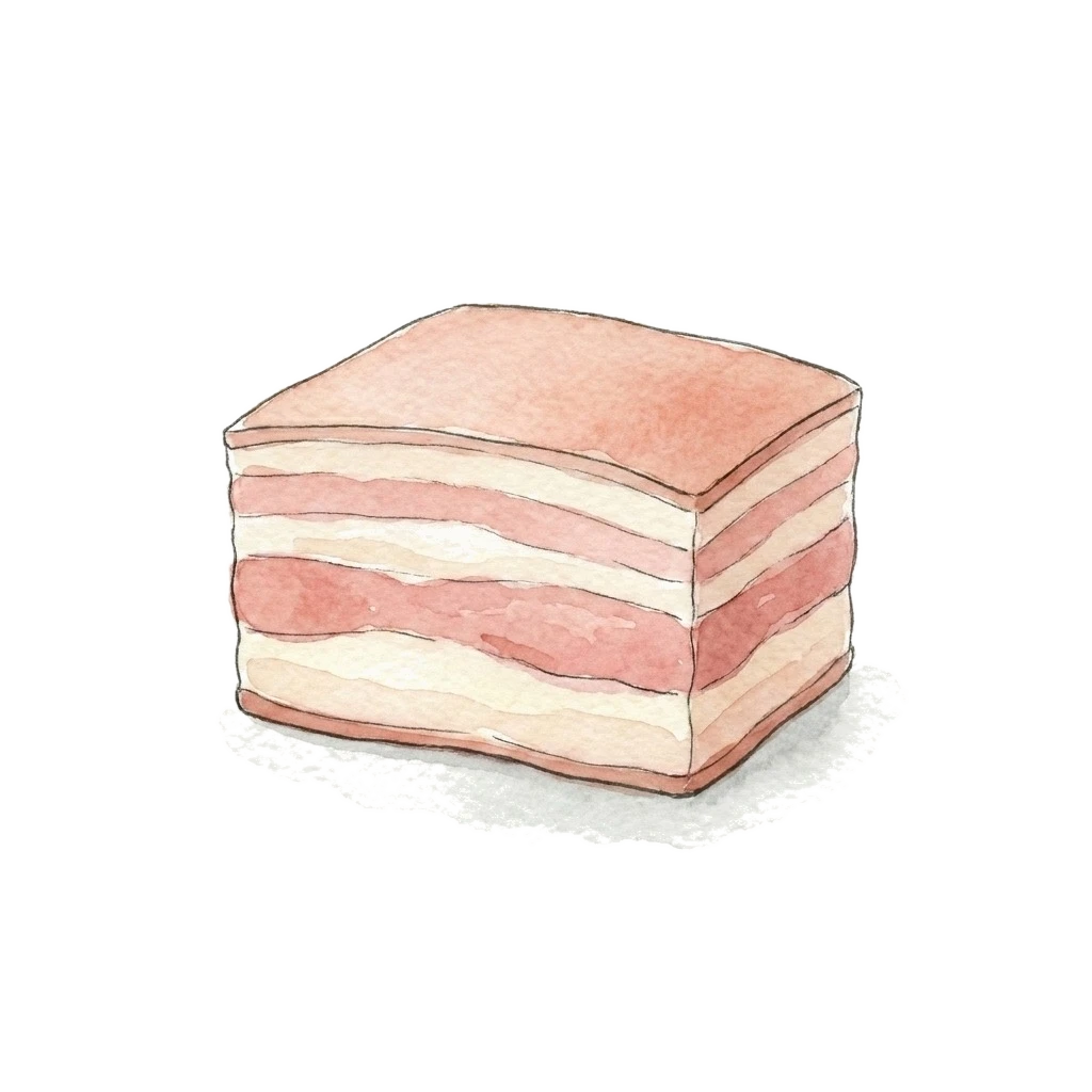 Watercolor illustration of pork belly