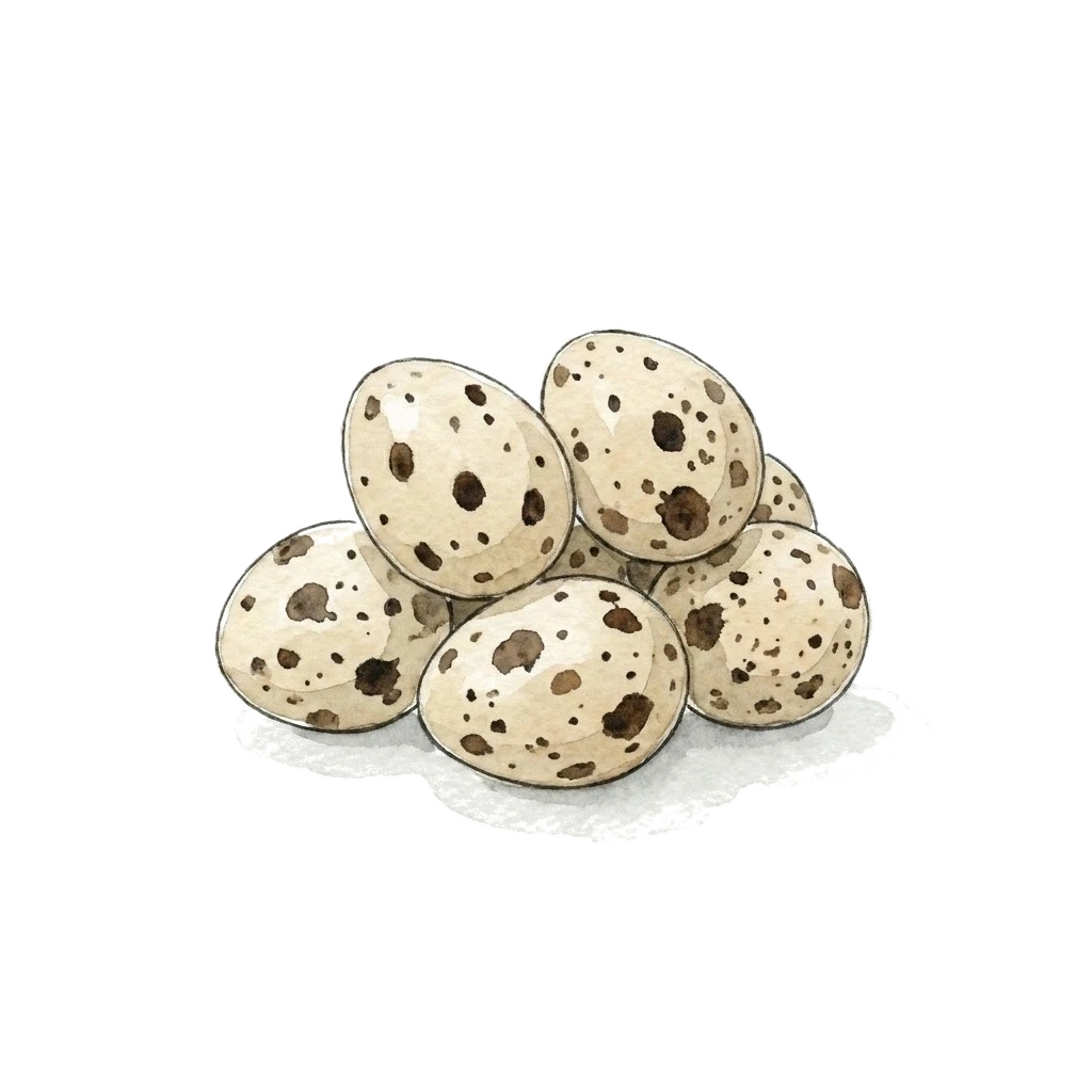 Watercolor illustration of quail egg