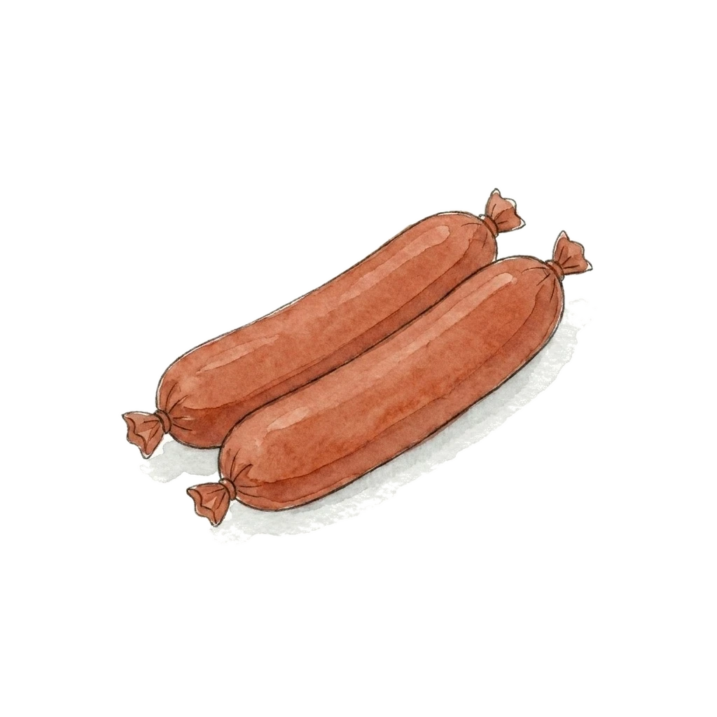 Watercolor illustration of sausage