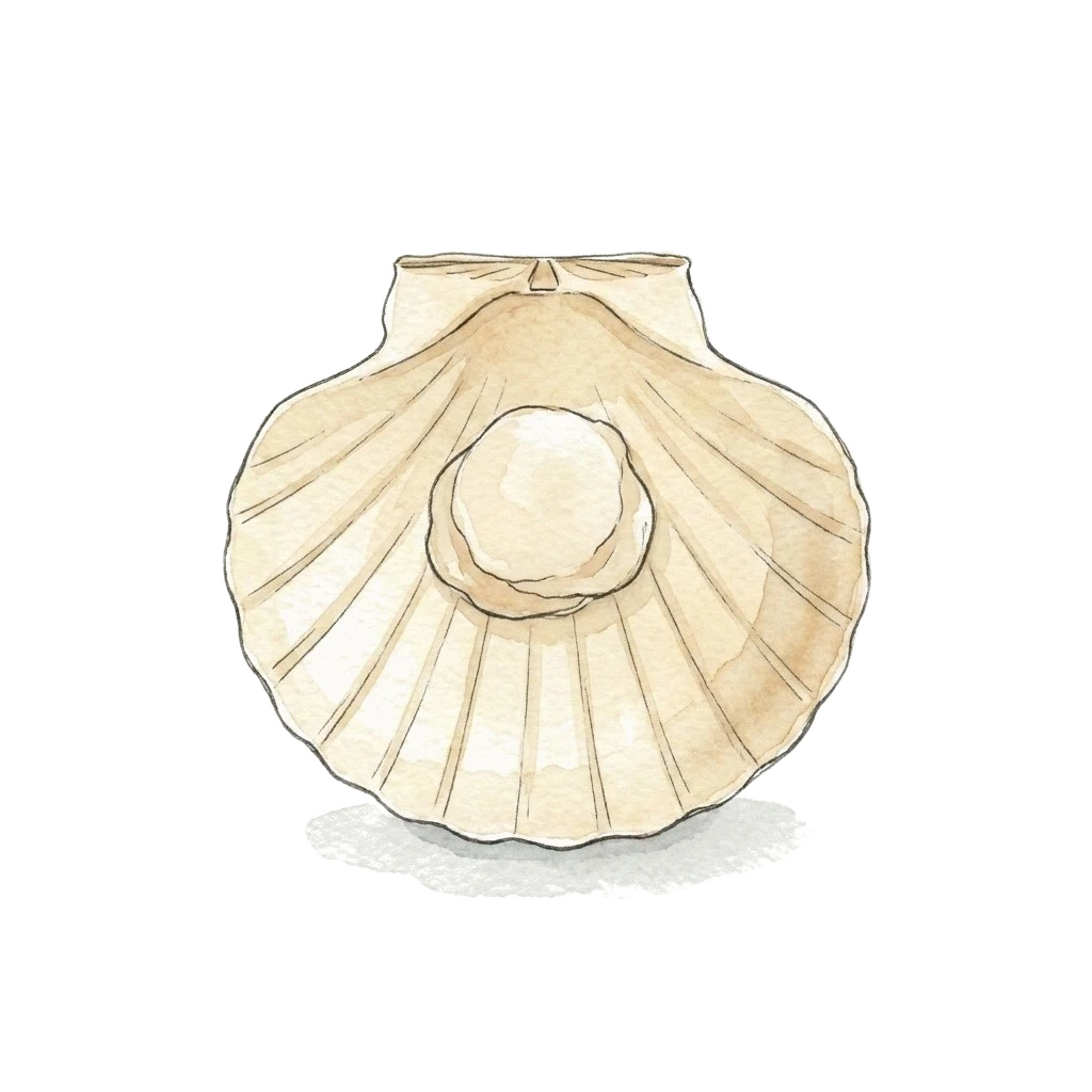 Watercolor illustration of scallop