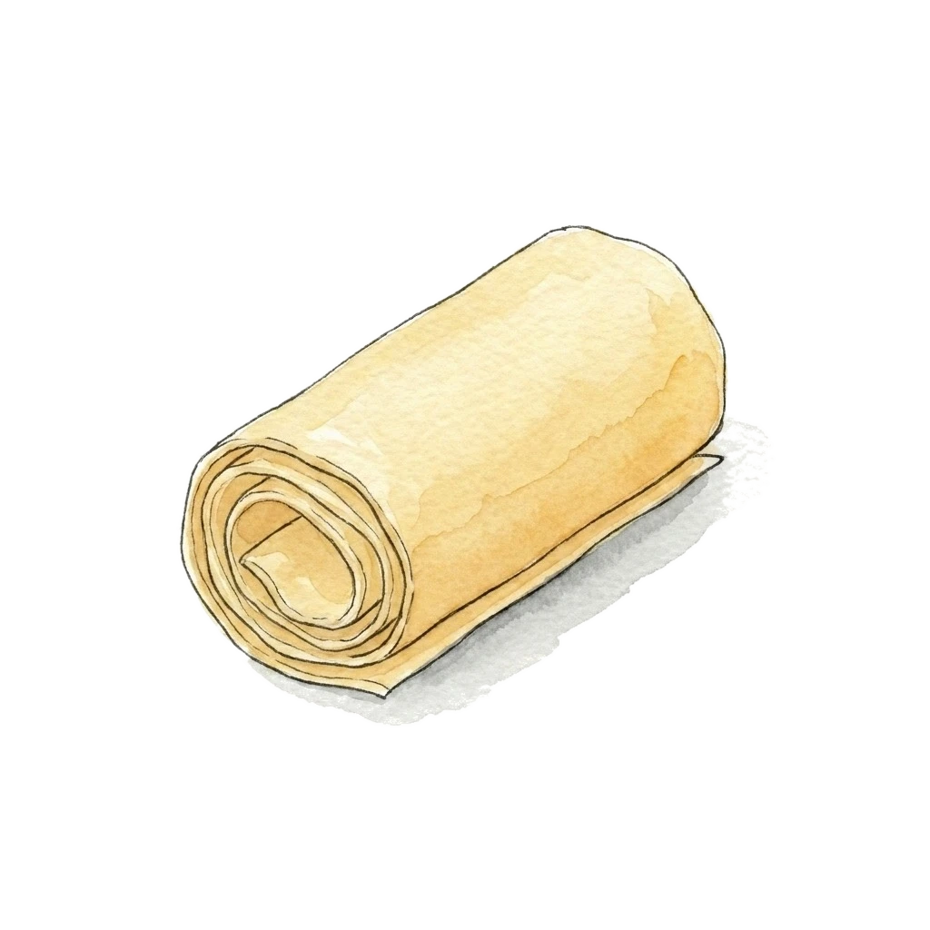 Watercolor illustration of tofu skin