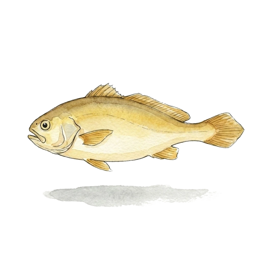 Watercolor illustration of yellow croaker